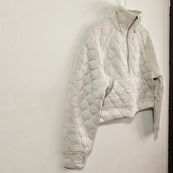 Lululemon Scuba Oversized Quilted Half Zip - Bone - Women's Size XS/S - LW3HFKS - Picture 3 of 8